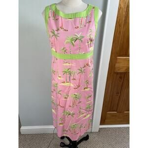 VTG La Vie Boheme Dress Pink Green Preppy Sleeveless Sz 4 Beach Resort